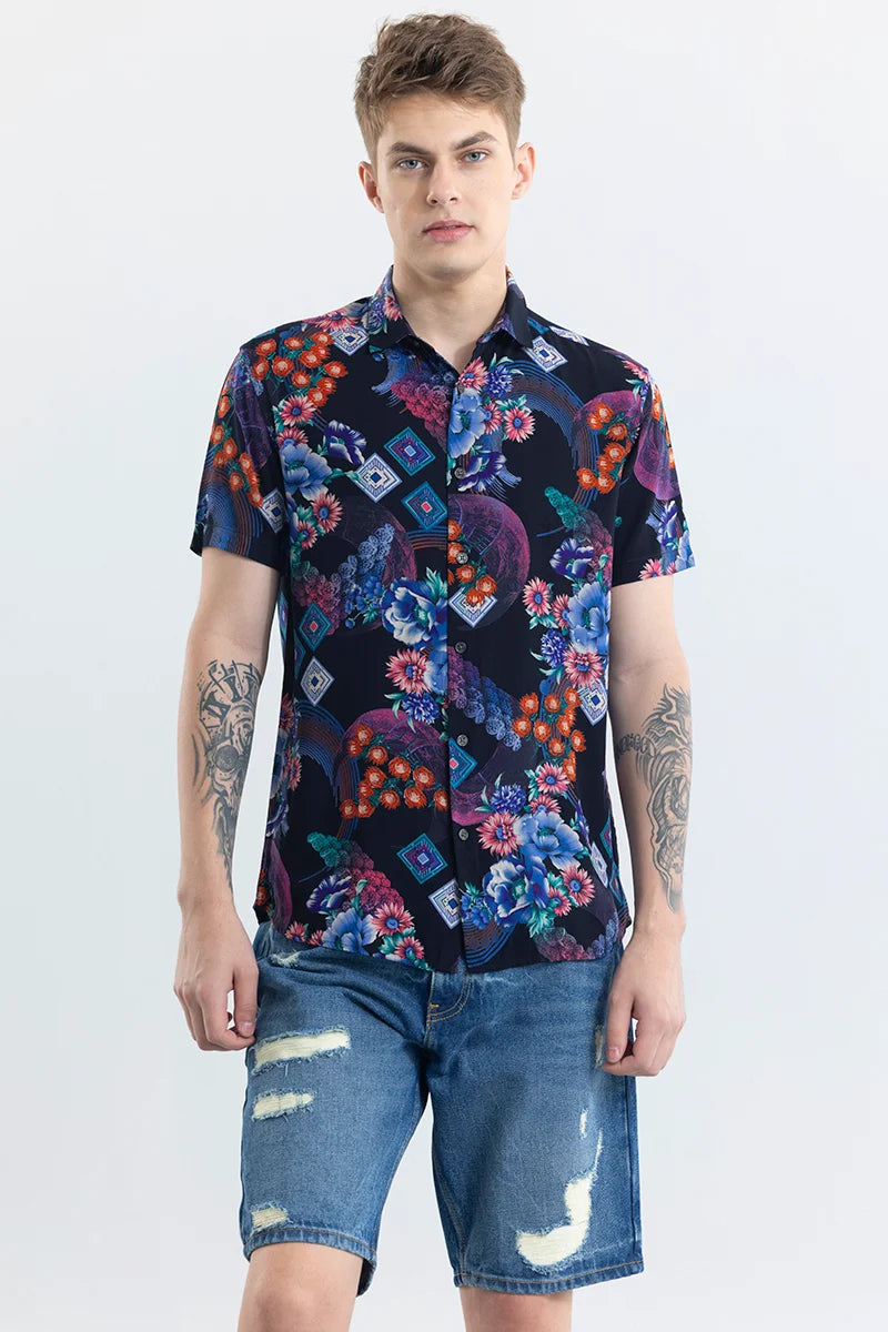 Paola Blue Floral Shirt