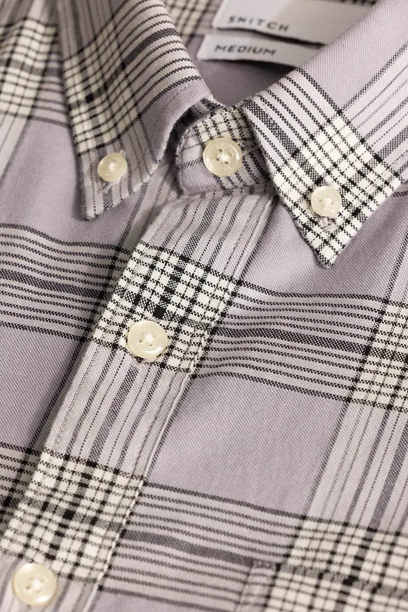 Structured Checks Lavender Shirt