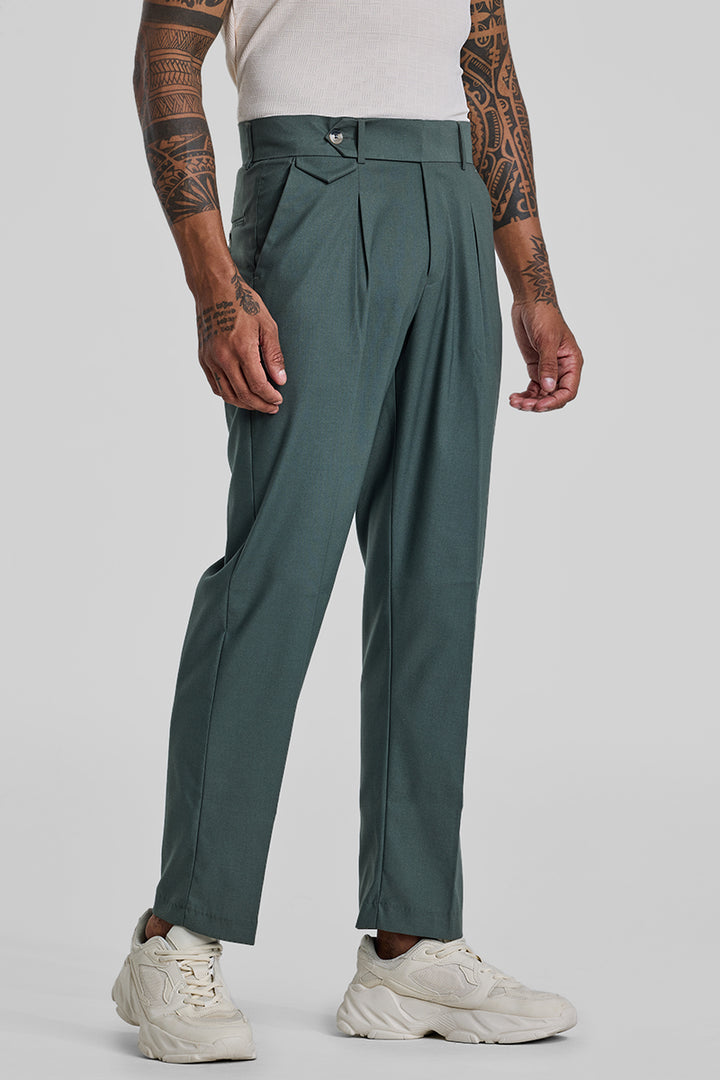 Green Relaxed Fit Korean Trousers