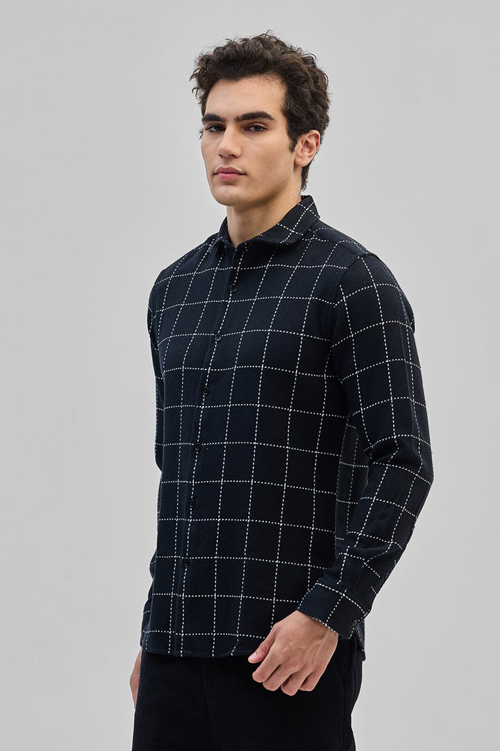 Black Textured Checks Shirt