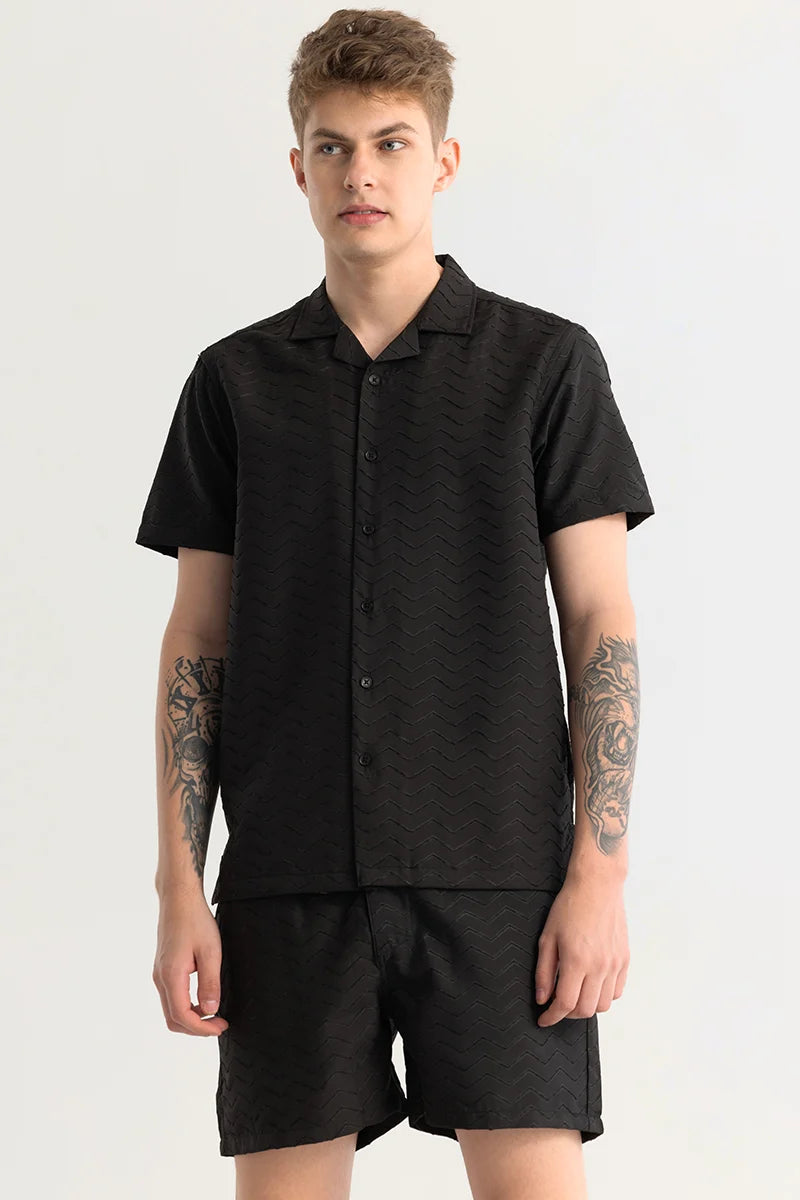 Cross Wave Black Textured Co-Ords