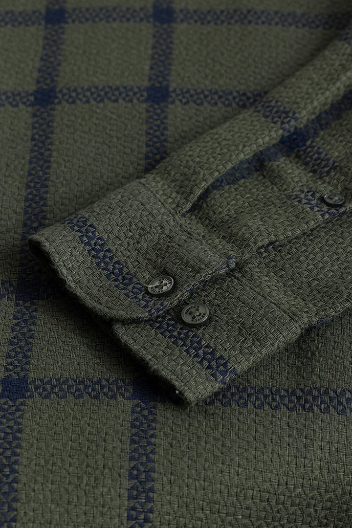 Plaidedge Olive Check Shirt