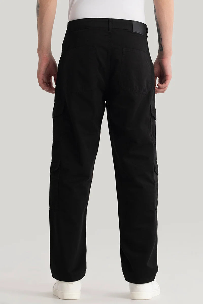 Nils Loose Fit Black Cargo Pants