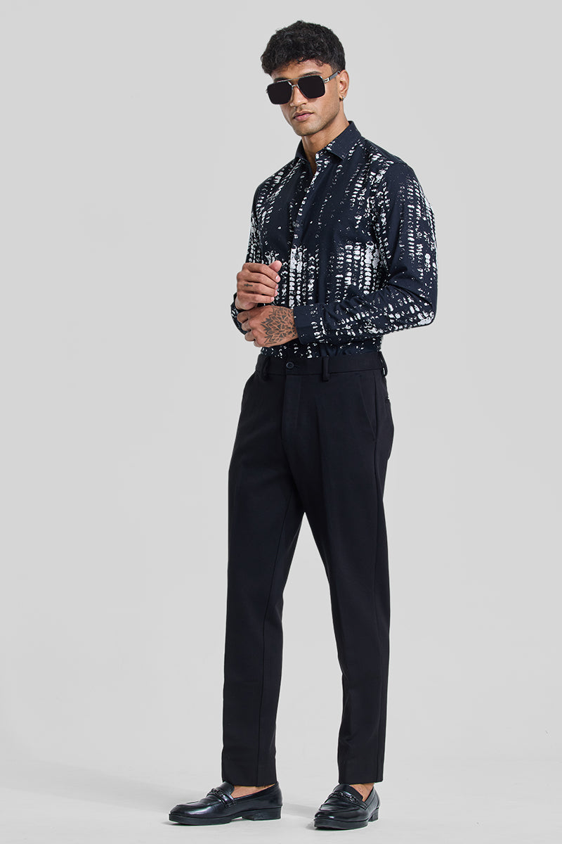 Navy Abstract Slim Fit Shirt