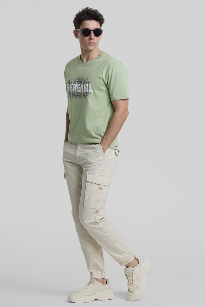 Cream Slim Fit Cargo Pants