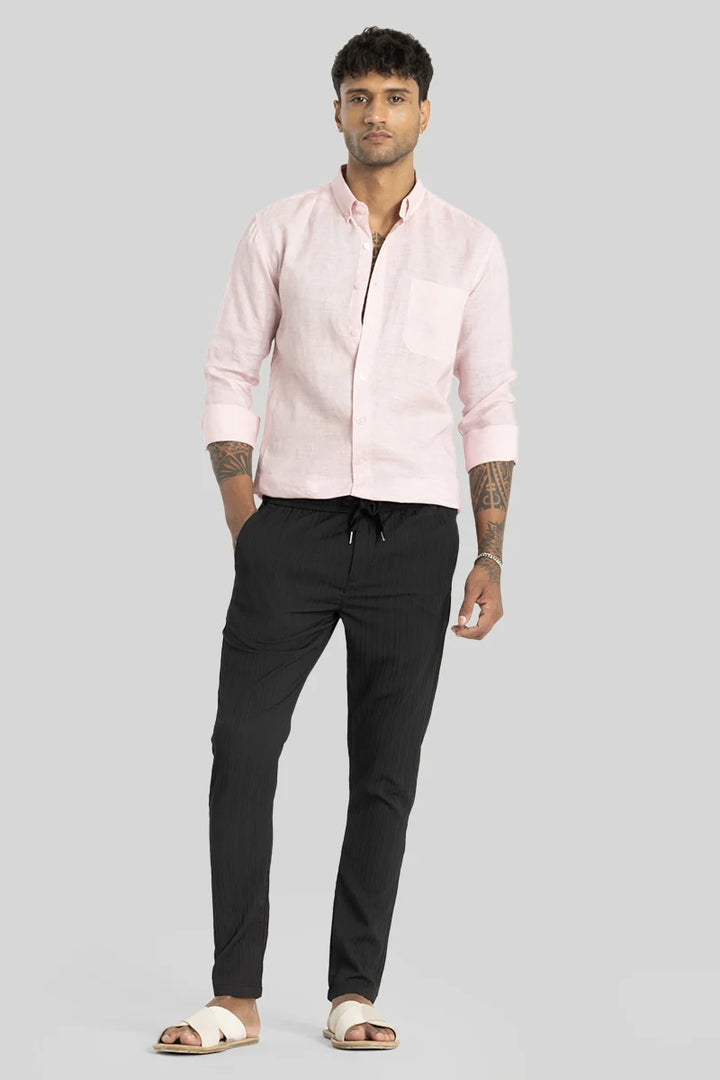 Harbor Black Plain Slim Fit Trousers