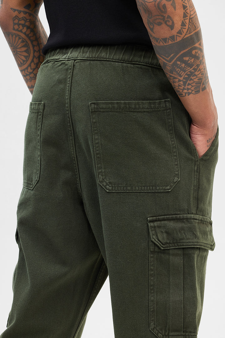 Olive Comfort Fit Cargo Jeans