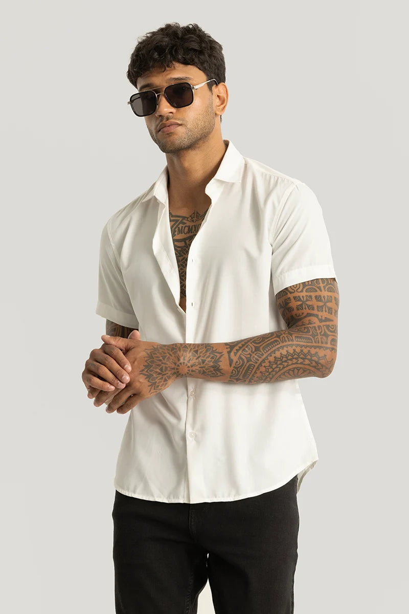 Buy Men's Rene White Plain Shirt Online | Snitch – SNITCH