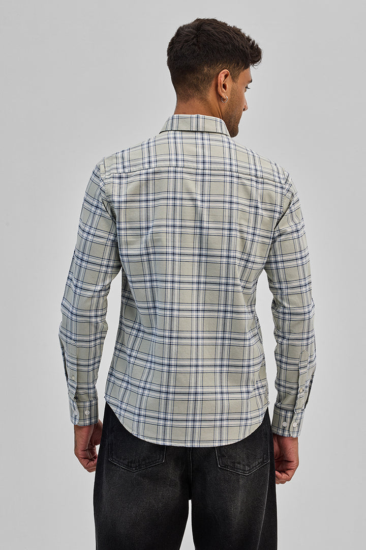 Light Grey Checks Slim Fit Shirt