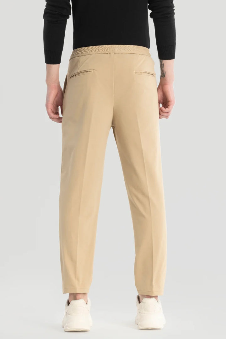 Beige Relaxed Fit Trousers