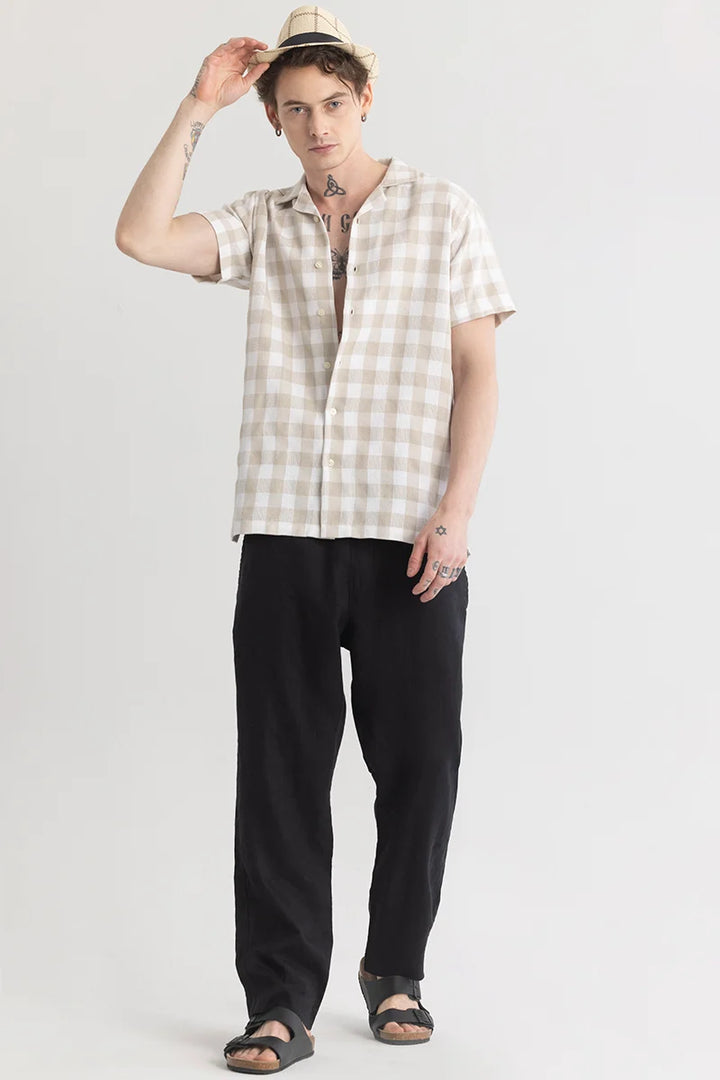 Checkerbloom Beige Check Shirt