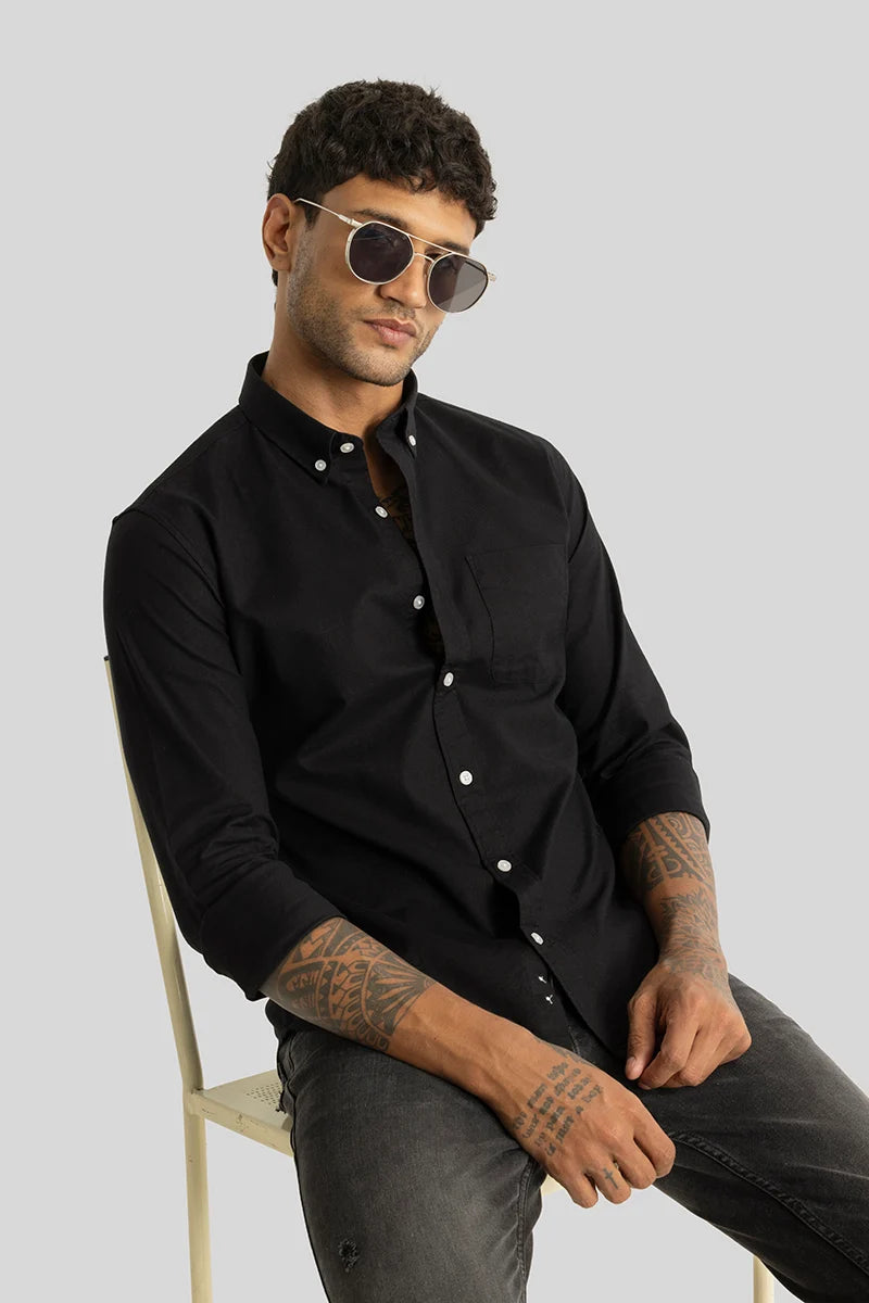 Buy Men's Quentin Black Plain Shirt Online | Snitch – SNITCH