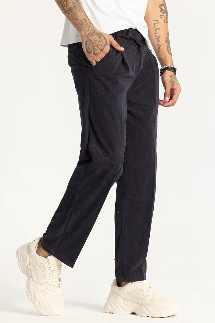 Navy Corduroy Korean Trousers