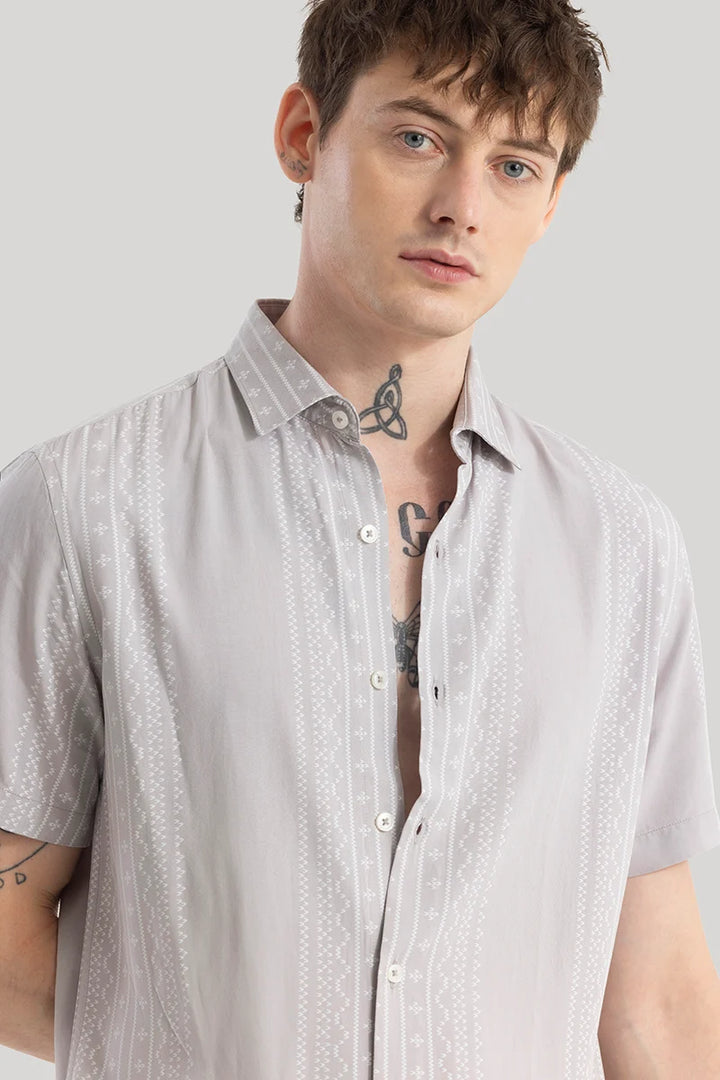 Kolam Light Grey Geometric Shirt