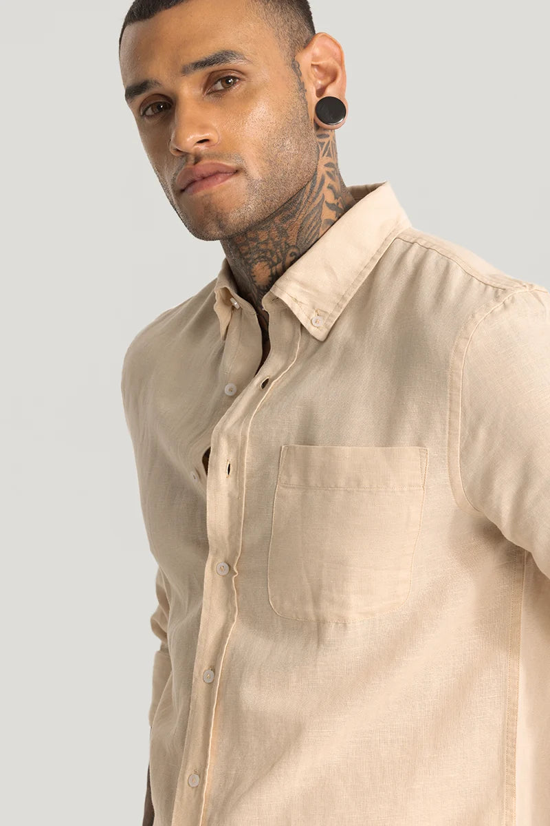 Beige Linen Blend Shirt