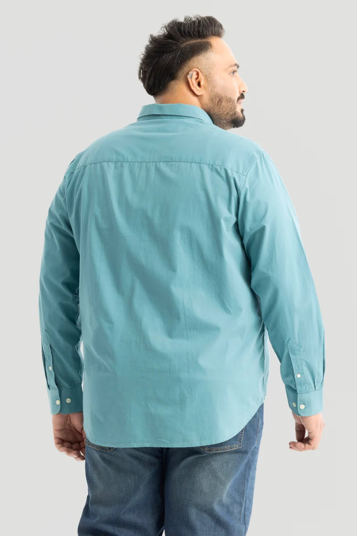 Marco Oxford Turquoise Plain Plus Size Shirt