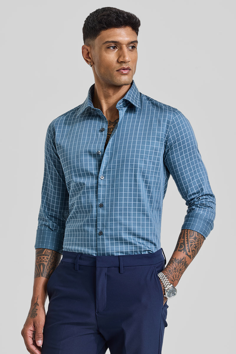 Blue Checks Slim Fit Shirt