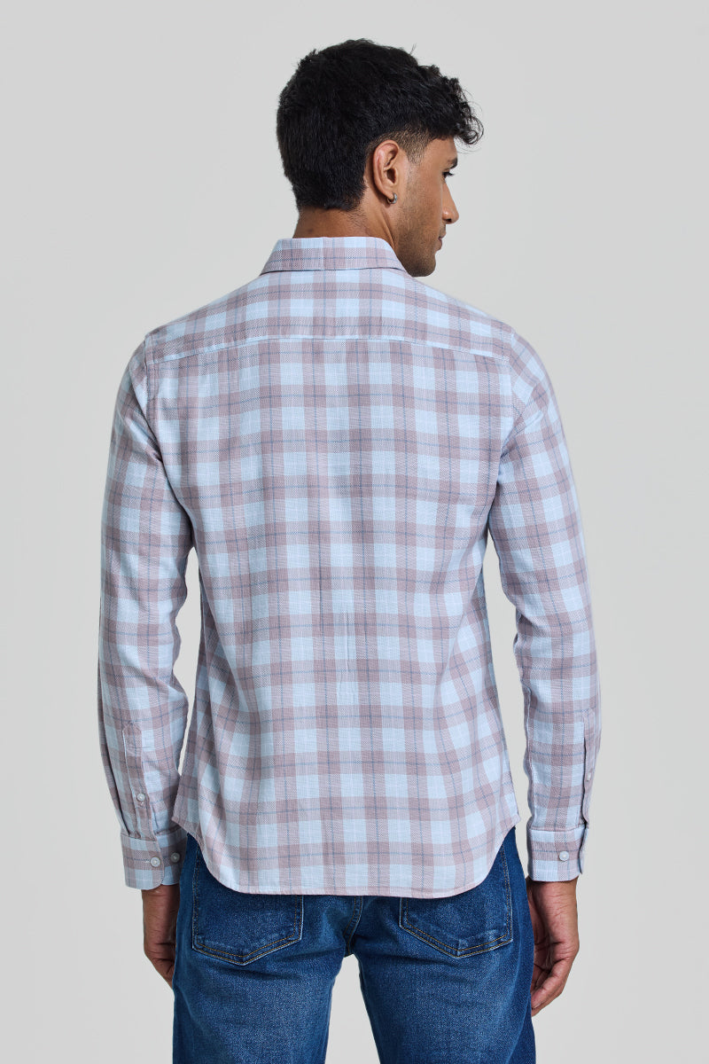 Light Blue Checks Slim Fit Shirt