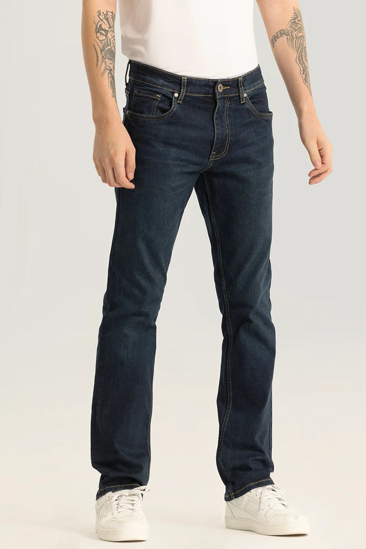 Brigitte Navy Plain Straight Fit Jeans