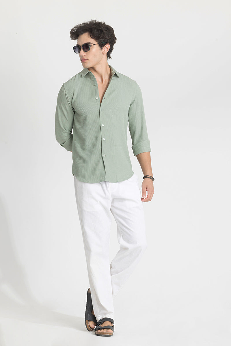 Light Green Slim Fit Textured Shirt