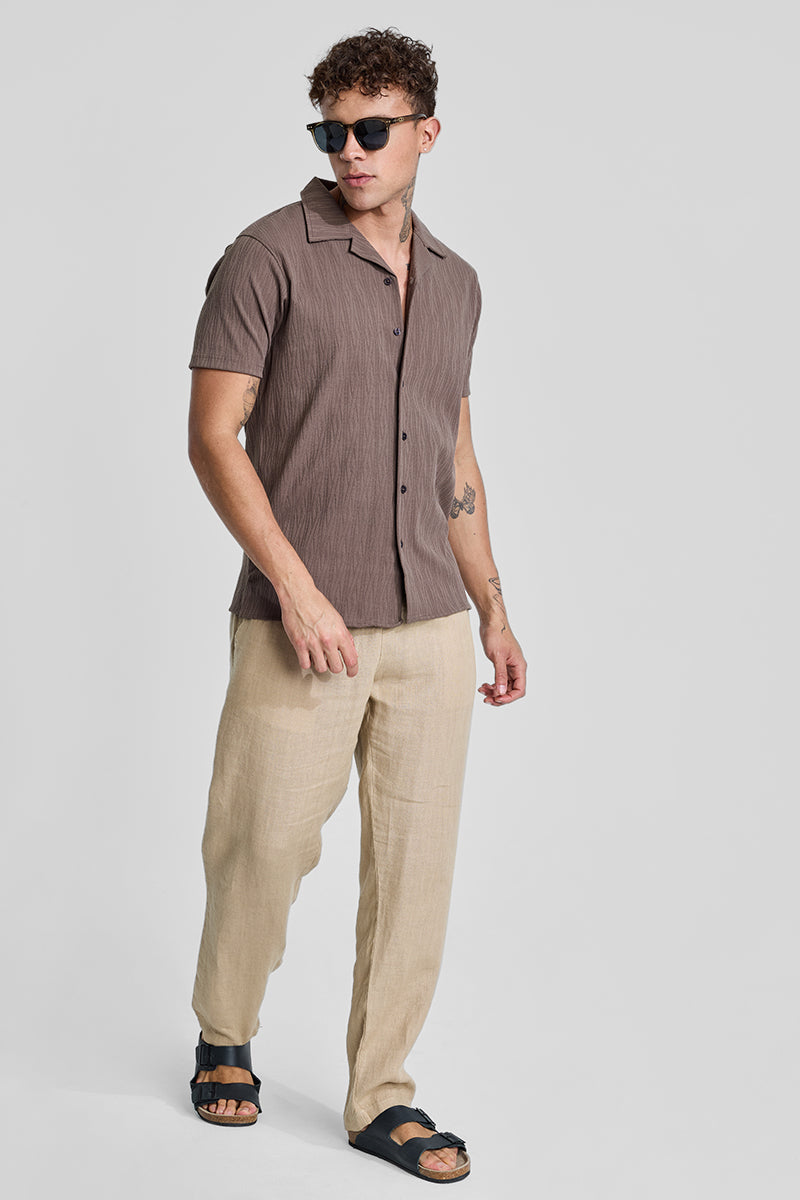 Brown Cuban Textured Shirt