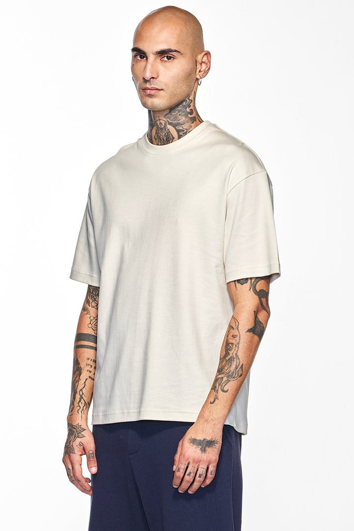 Core Lab Cream Solid Slim Fit T-Shirt