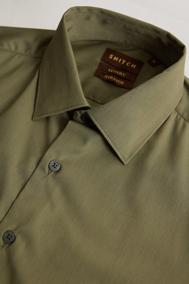 Olive Slim Fit Stretch Shirt