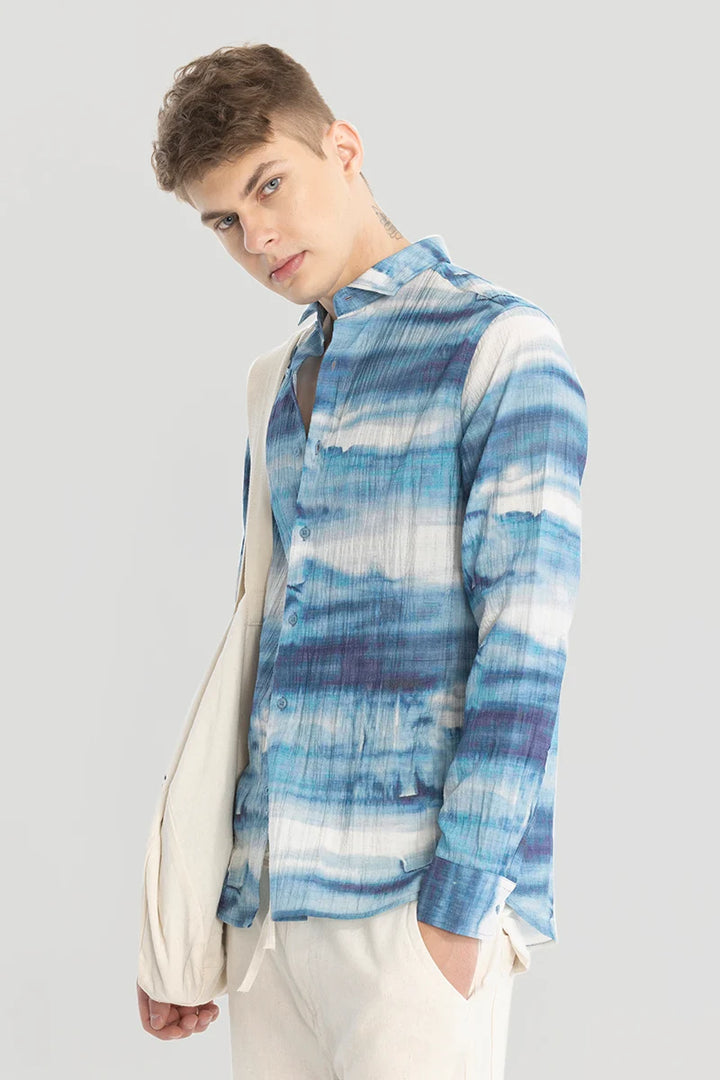 Blue Textured Abstract Shirt