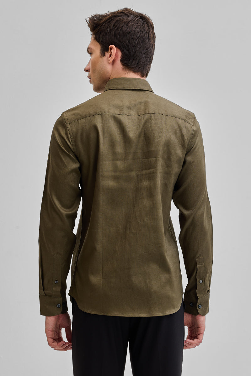 Olive Solid Twill Shirt