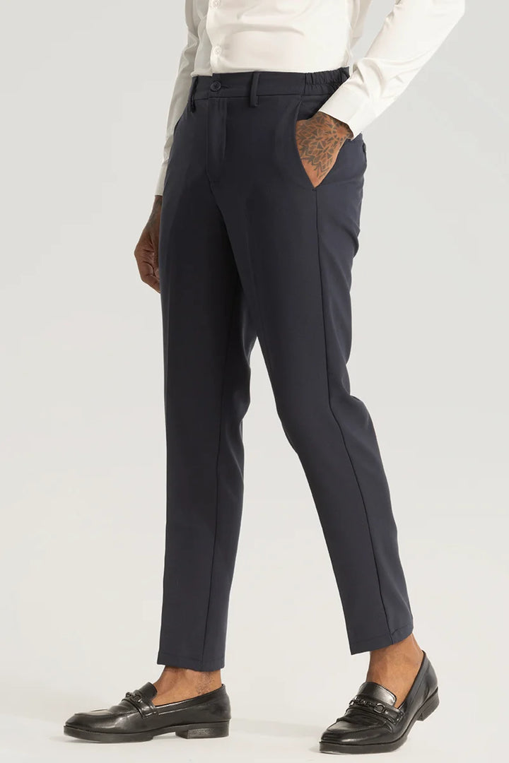 Greyish Blue Slim Fit Trousers