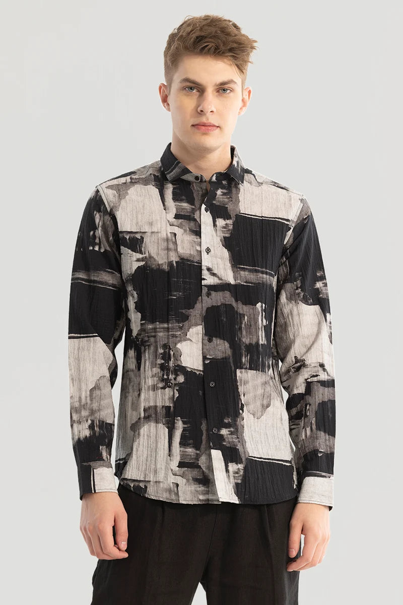 Black Textured Abstract Shirt