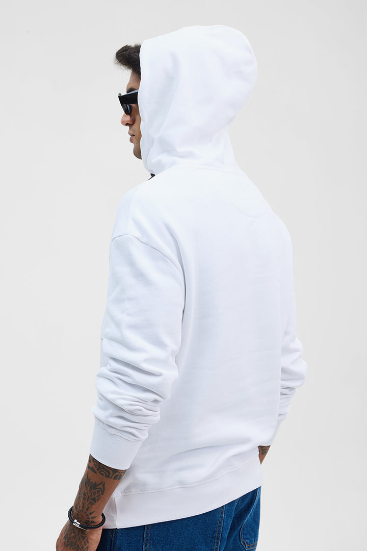 White Solid Relaxed Fit Hoodies