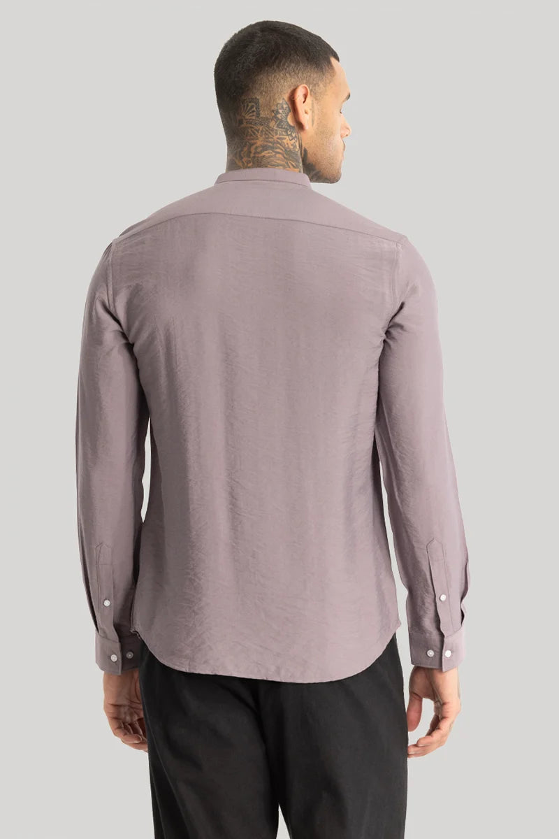 Mauve Crushed Mandarin Collar Shirt