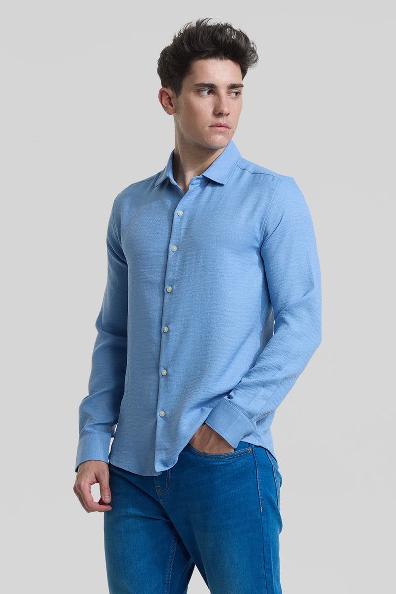 Sea Blue Textured Shirt