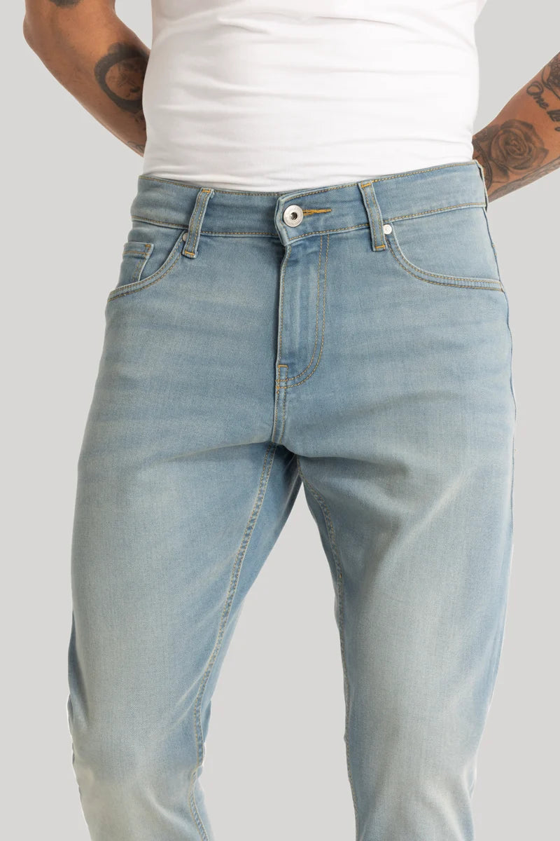 Sky Blue Plain Skinny Fit Jeans