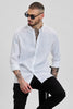 White Slim Fit Pure Linen Shirt