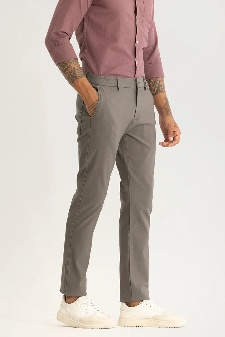 Ludovica Olive Plain Slim Fit Stretch Trousers