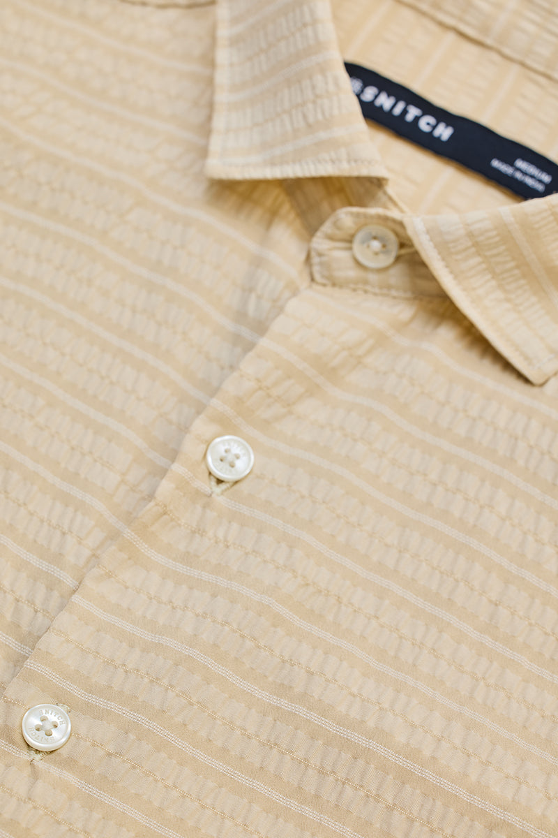 Beige Stripes Slim Fit Shirt