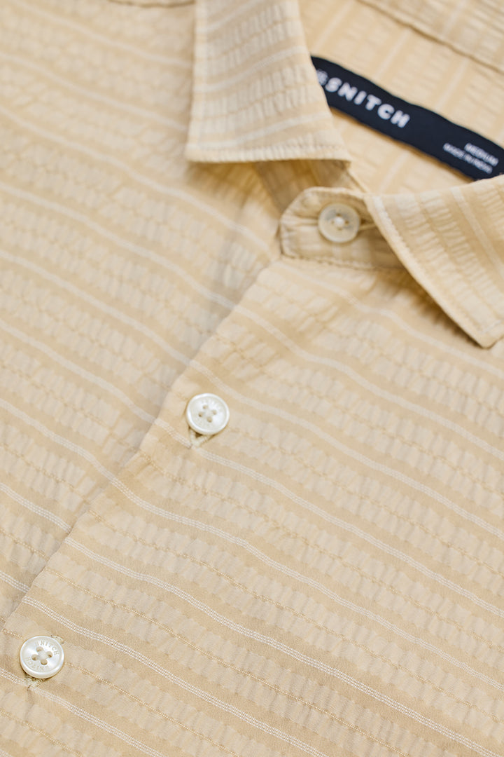 Beige Stripes Slim Fit Shirt