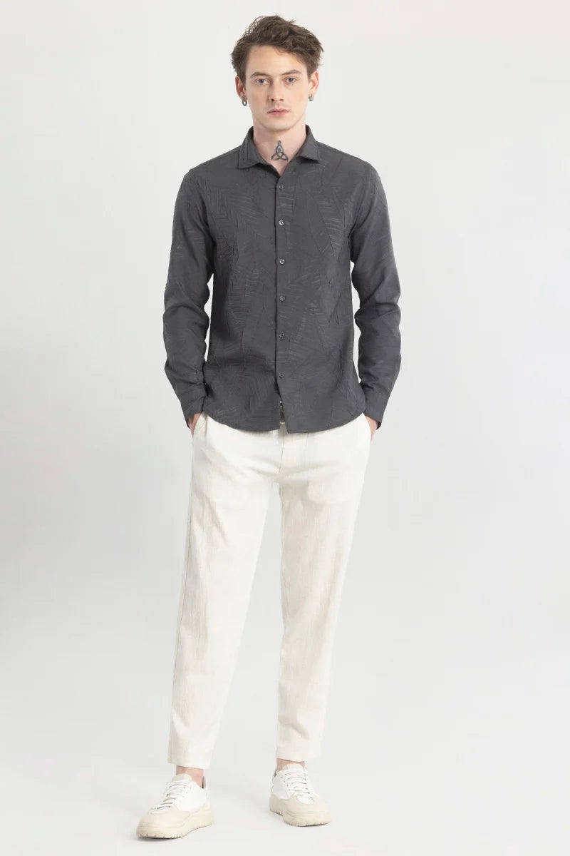 SlumberQuilt Grey Self-Design Shirt