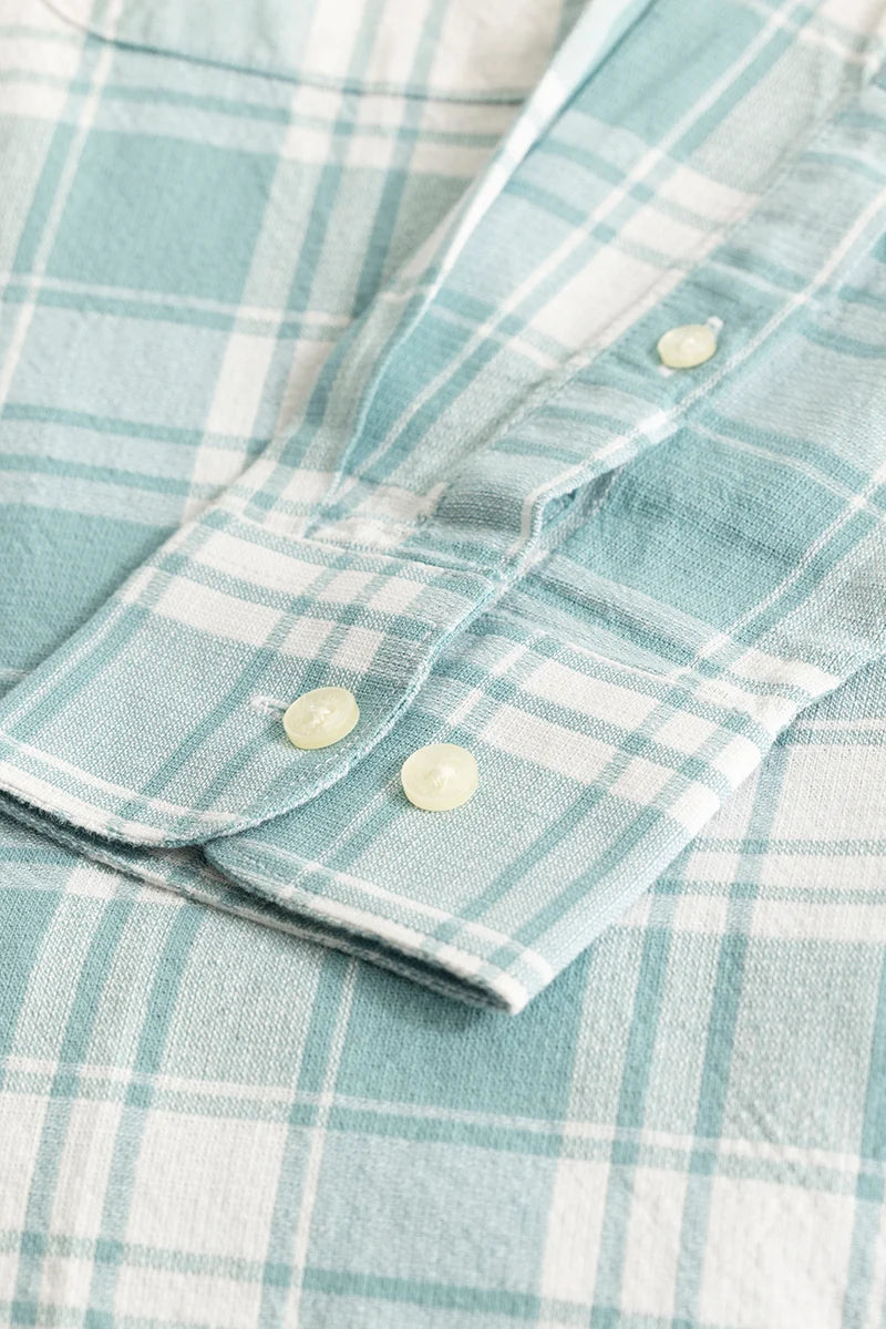 Titan Turquoise Checks Linen Shirt