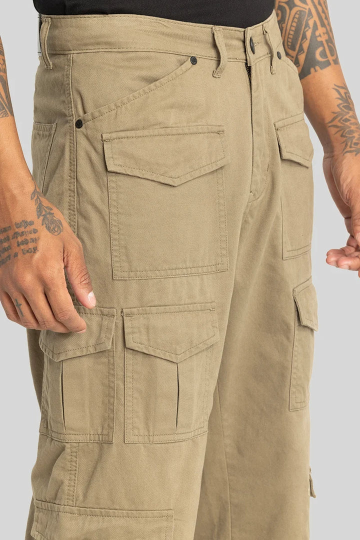 Nils Loose Fit Khaki Cargo Pants