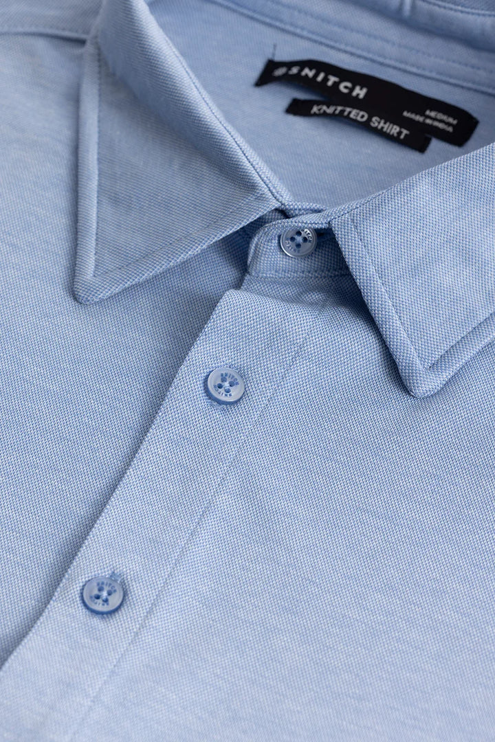 CollarEase Blue Plain Shirt