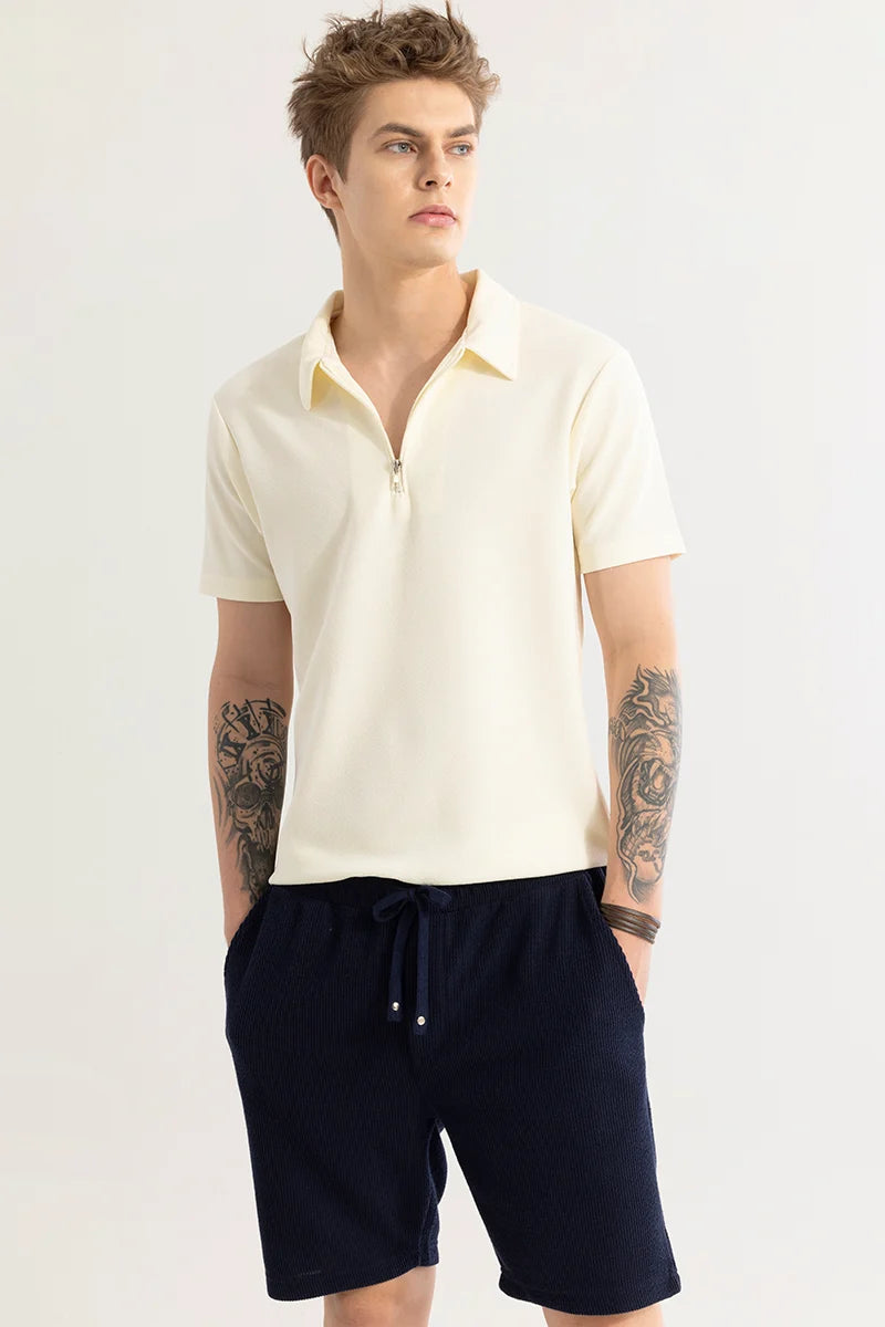 Elegantiq Cream Polo T-Shirt