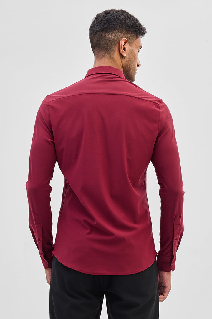 Maroon Stretchable Slim Fit Shirt