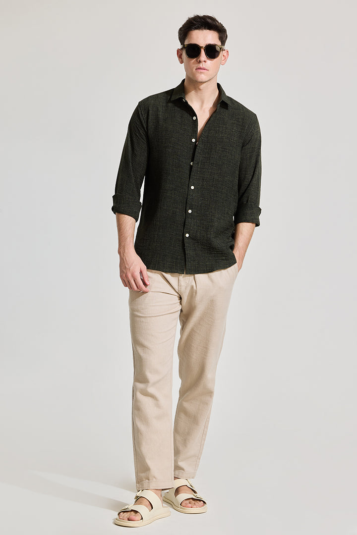 Black Textured Slim Fit Shirt