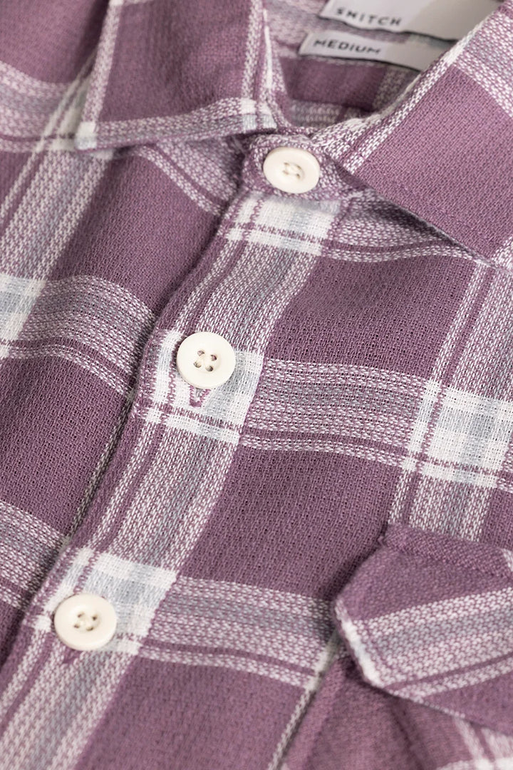 Purple Double Pocket Checks Shirt