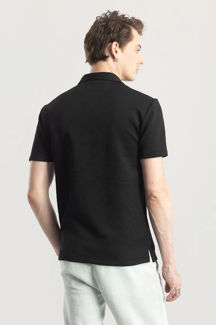 GeoVerve Black Printed Polo T-Shirt