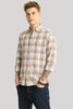 Titan Light Brown Checks Linen Shirt