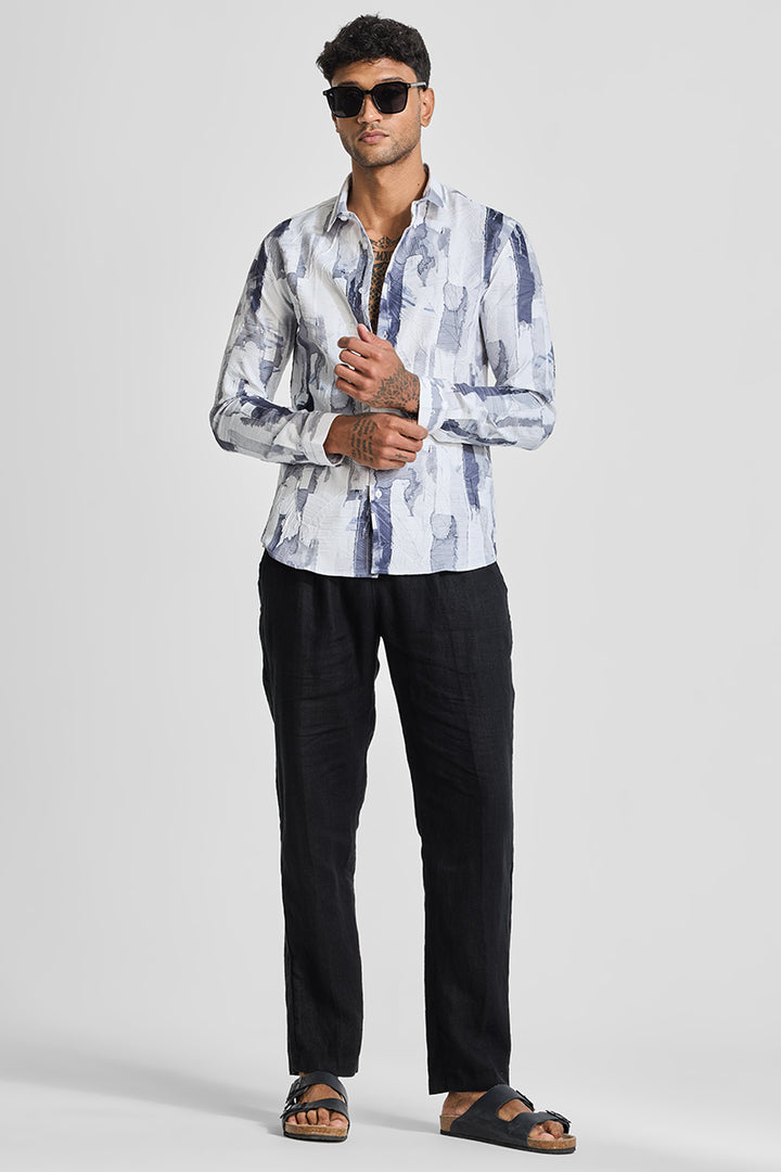 Blue Abstract Slim Fit Shirt